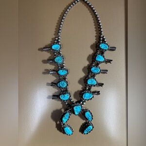 Turquoise and Silver Squash Blossom